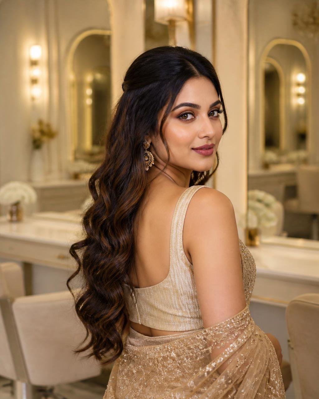 Guest with a finished hair and makeup look